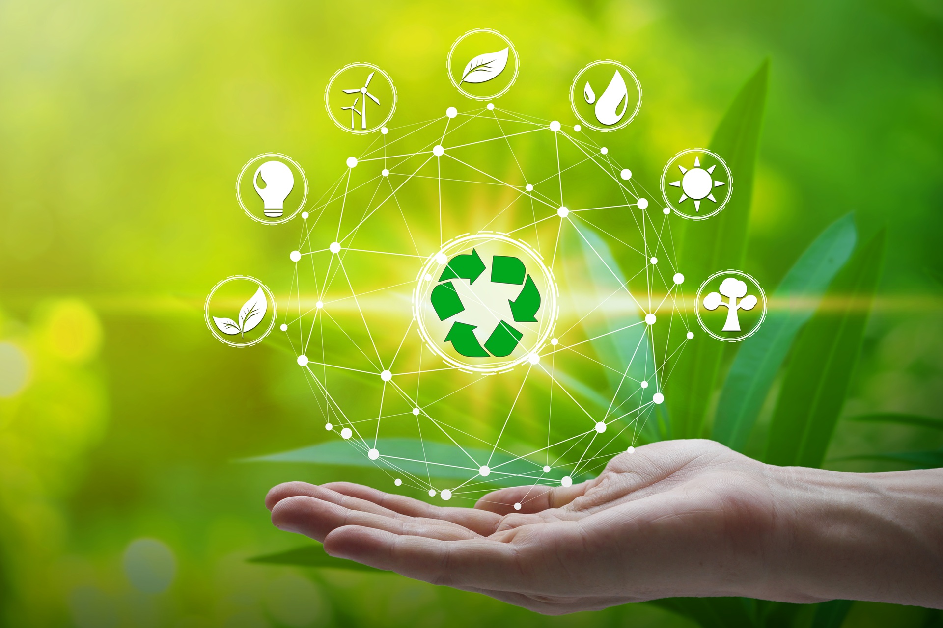 Nachhaltige Symbolgrafik mit Recyclingsymbol | Messewand faltbar