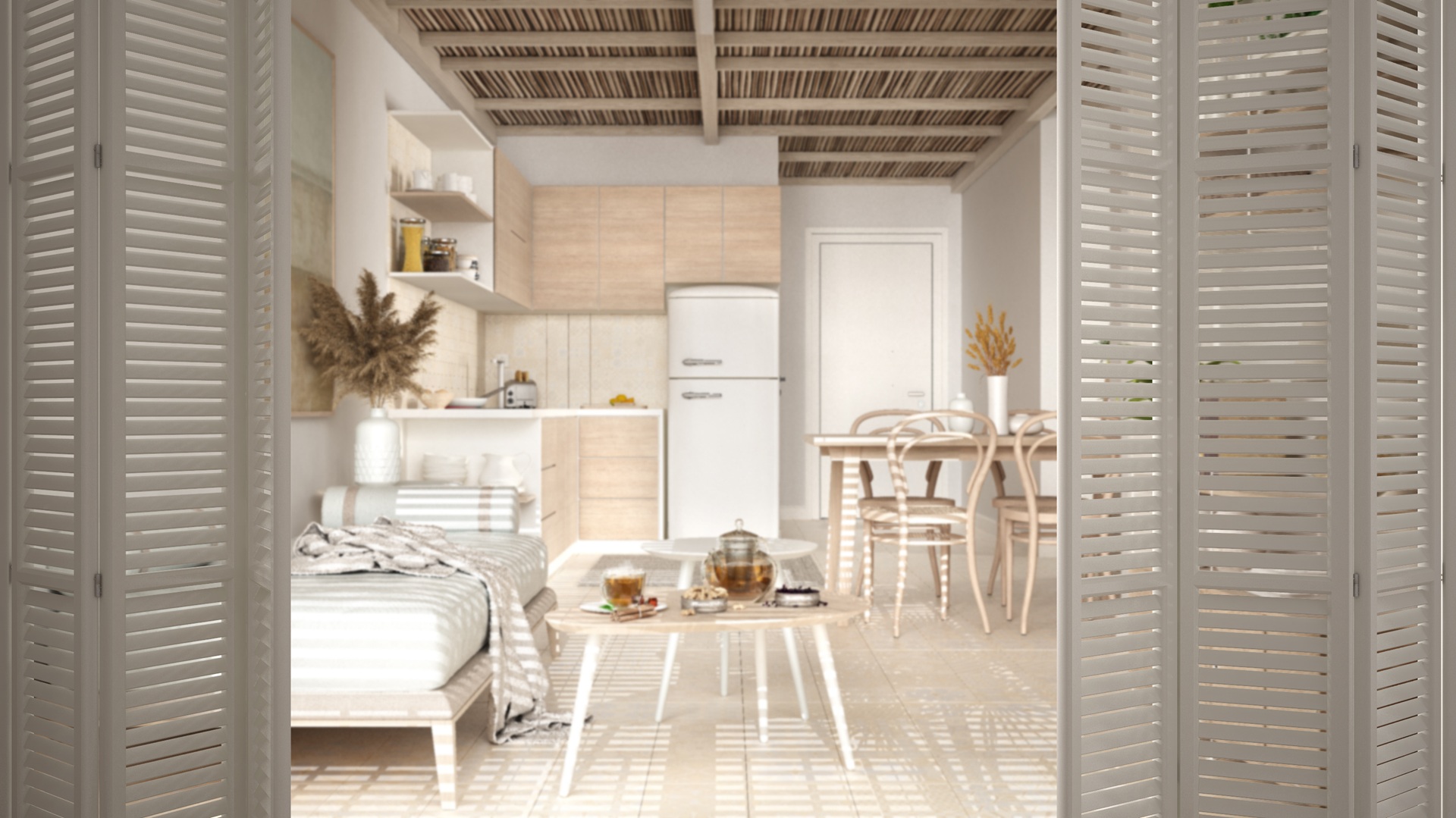 Ruhiges Wohnzimmer mit Naturtönen | Wandkissen